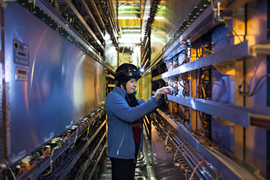 At 16 m high and 26 m long, the ALICE detector at the LHC records several hundred head-on collisions of heavy ions per second.
