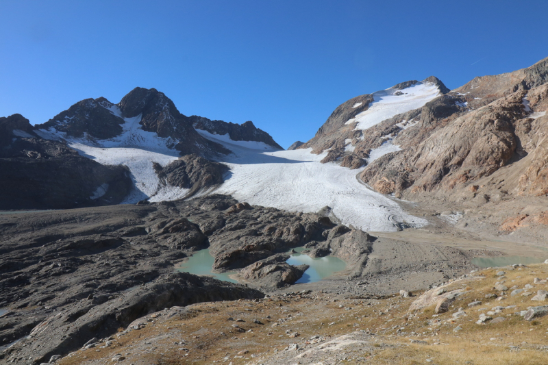 With rising temperatures, glaciers are melting at a rapid pace, such as the Saint-Sorlin glacier in the French Alps.