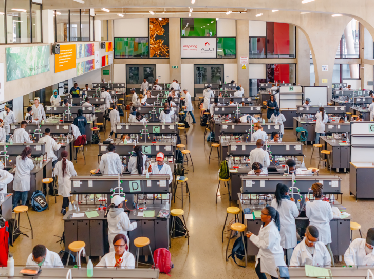 Students in a chemistry laboratory at the University of the Witwatersrand.