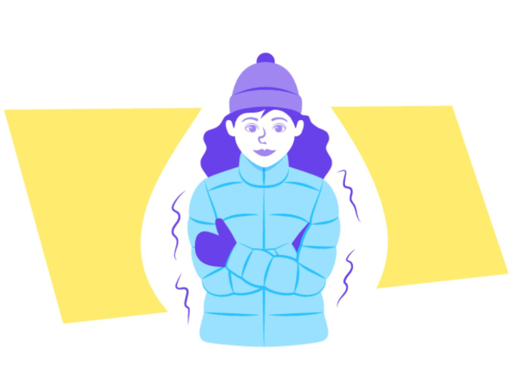 dessin de femme qui grelotte