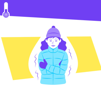 Illustration : une femme qui grelotte