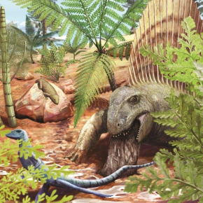 illustration d'un dinosaure en train de vomir