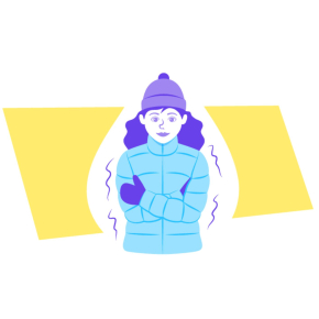 dessin de femme qui grelotte