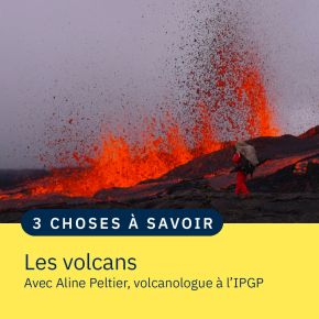prélèvement d'échantillons lors d'une éruption du volcan Piton de la Fournaise